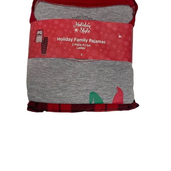 HOLIDAY STYLE Women’s Plaid Christmas Pajamas Size Large Gray Red Green - Picture 1 of 5